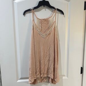 POL Lace Trim Peach Tank Top